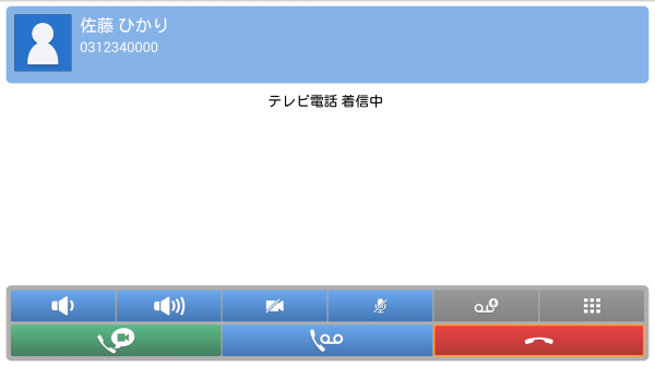 テレビ電話着信中画面